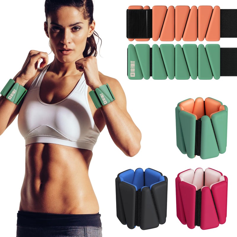 SPORTBIT Wrist and Ankle Weights for Women - Set of 2 (1lb Each) Wearable Ankle & Wrist Weights - Adjustable Leg & Arm Bands  Silicone Weighted Bracelets for Workout  Walking  Running  Yoga  Pilates - Image 1